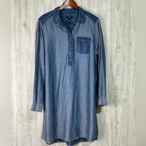 Gap Chambray Long Sleeve Denim Shirt Dress Size Large